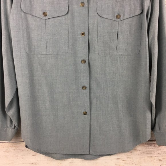 VTG Liz Claiborne Collection Blue Long Sleeve Blouse 90s - Picture 6 of 14